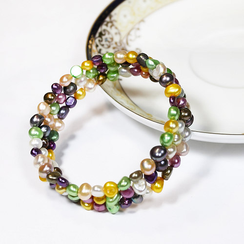 Perlenarmband Perlenarmkette Süßwasserperlen Armreif multicolor